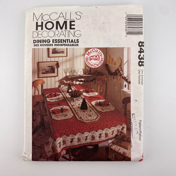 🪡 Vintage McCall’s Home Decorating Dining Essentials 8438 Sewing Pattern - Picture 1 of 5